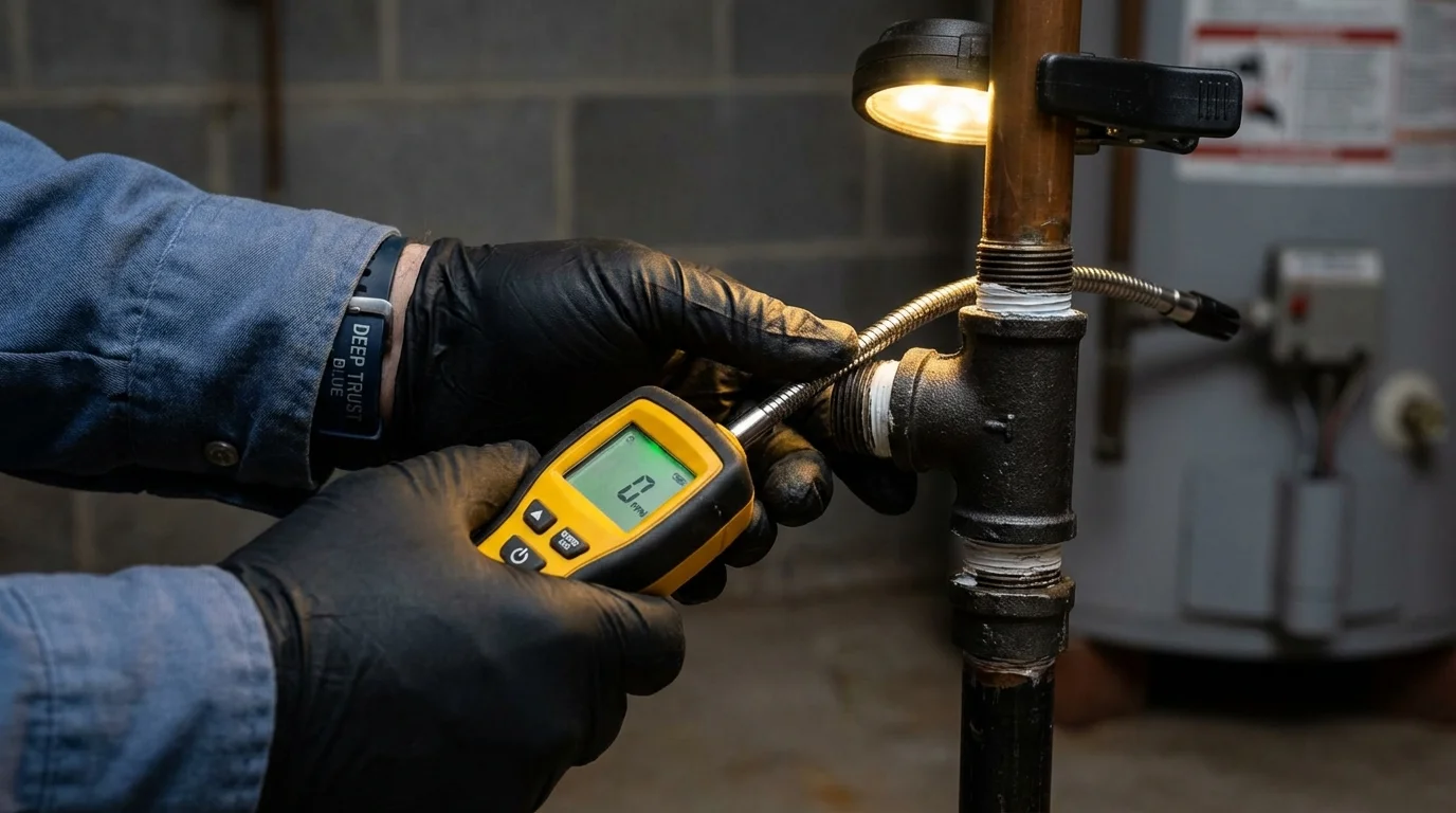 Gas leak detection with electronic sniffer by Johns Plumbing LLC in Antwerp