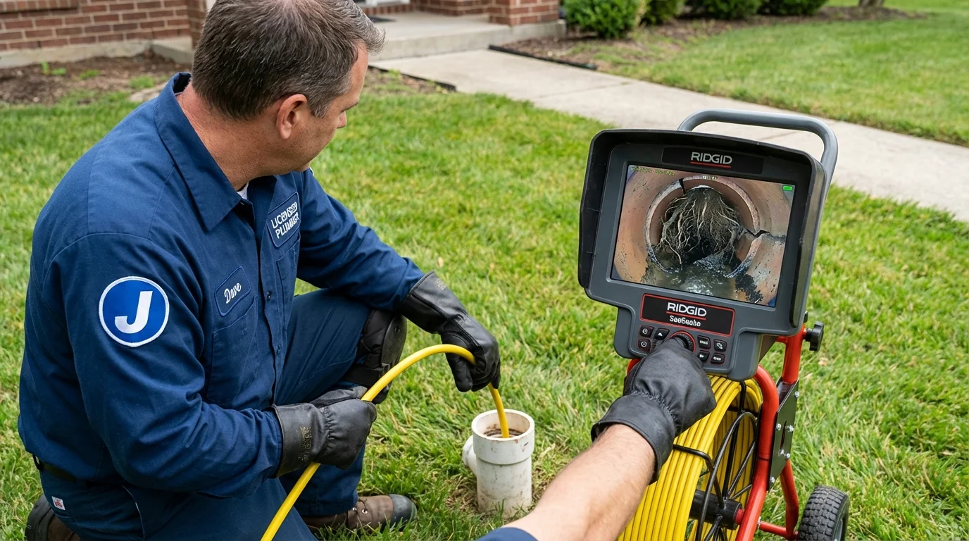 Sewer camera inspection being performed by Johns Plumbing LLC in Antwerp