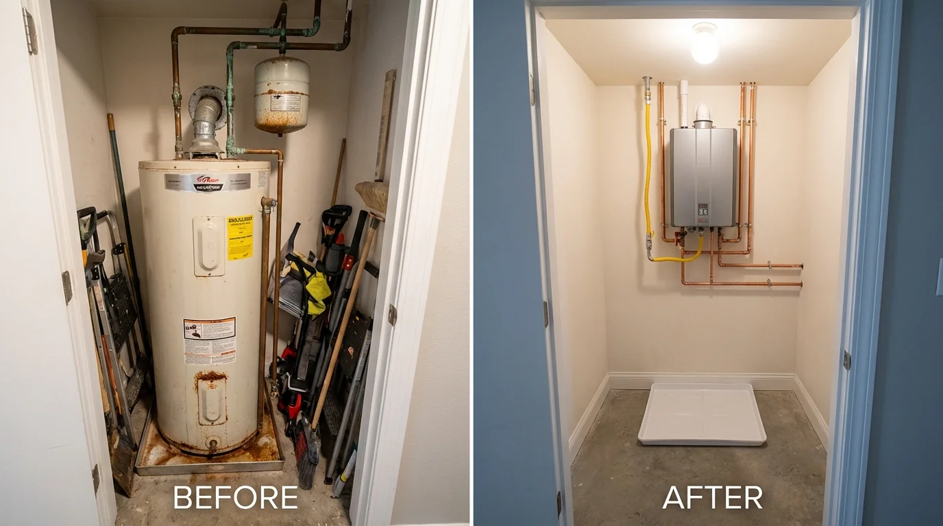 Tank water heater versus wall-mounted tankless unit comparison for Antwerp, OH homeowners