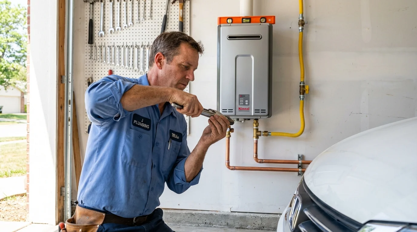 Tankless water heater installation by a Johns Plumbing LLC plumber in Antwerp